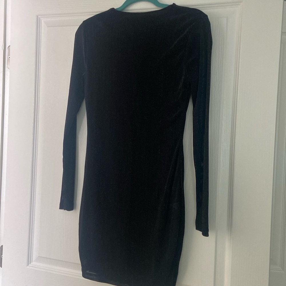 Shimmery black long sleeve dress